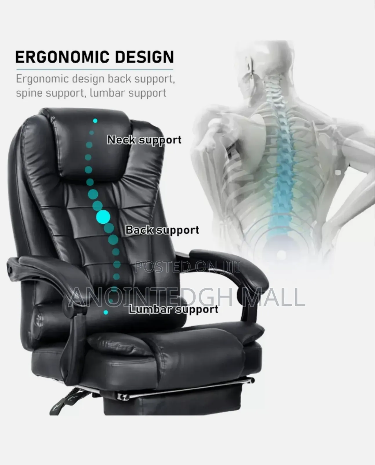 Luxury Massage Gaming Chair With Recliners Footrest Black
