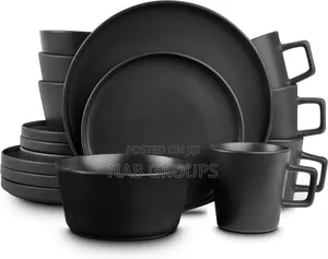 Matte 16pcs Black Dinner Set
