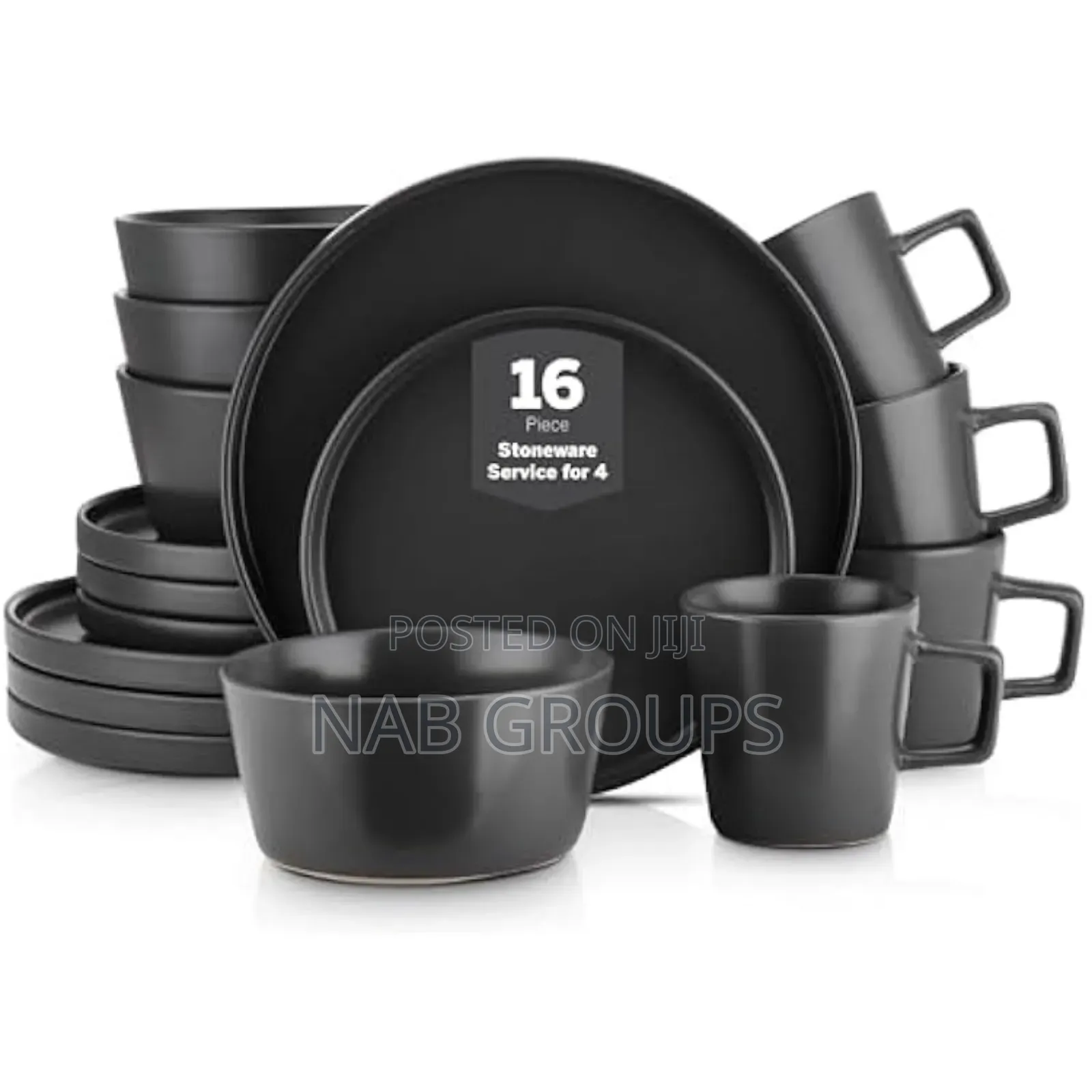 Matte 16pcs Black Dinner Set