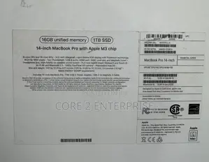 New Laptop Apple MacBook Pro 2023 M3 14-Inch 16GB Apple M3 SSD 1T