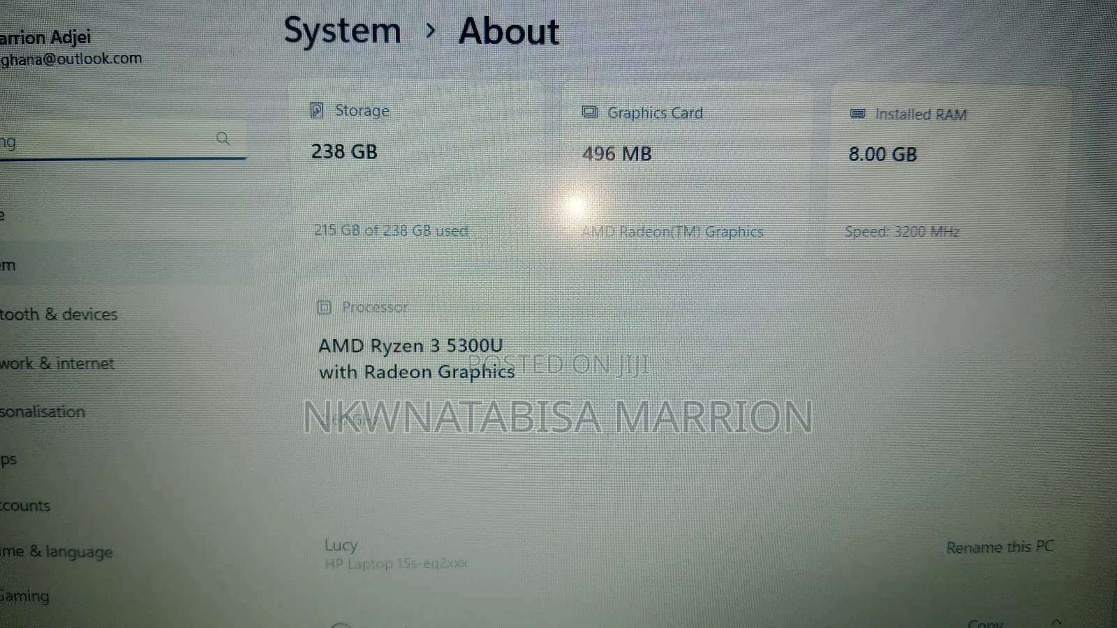 Laptop HP 15s 8GB AMD Ryzen 3 SSD 256GB