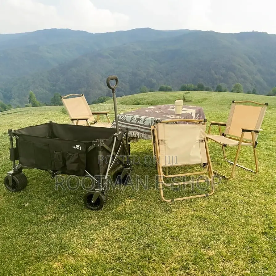 Foldable Trolley Wagon Cart With All-terrain Wheels Brake