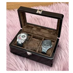 Wood 3 In 1 Watches Organizer With Transparent Cover