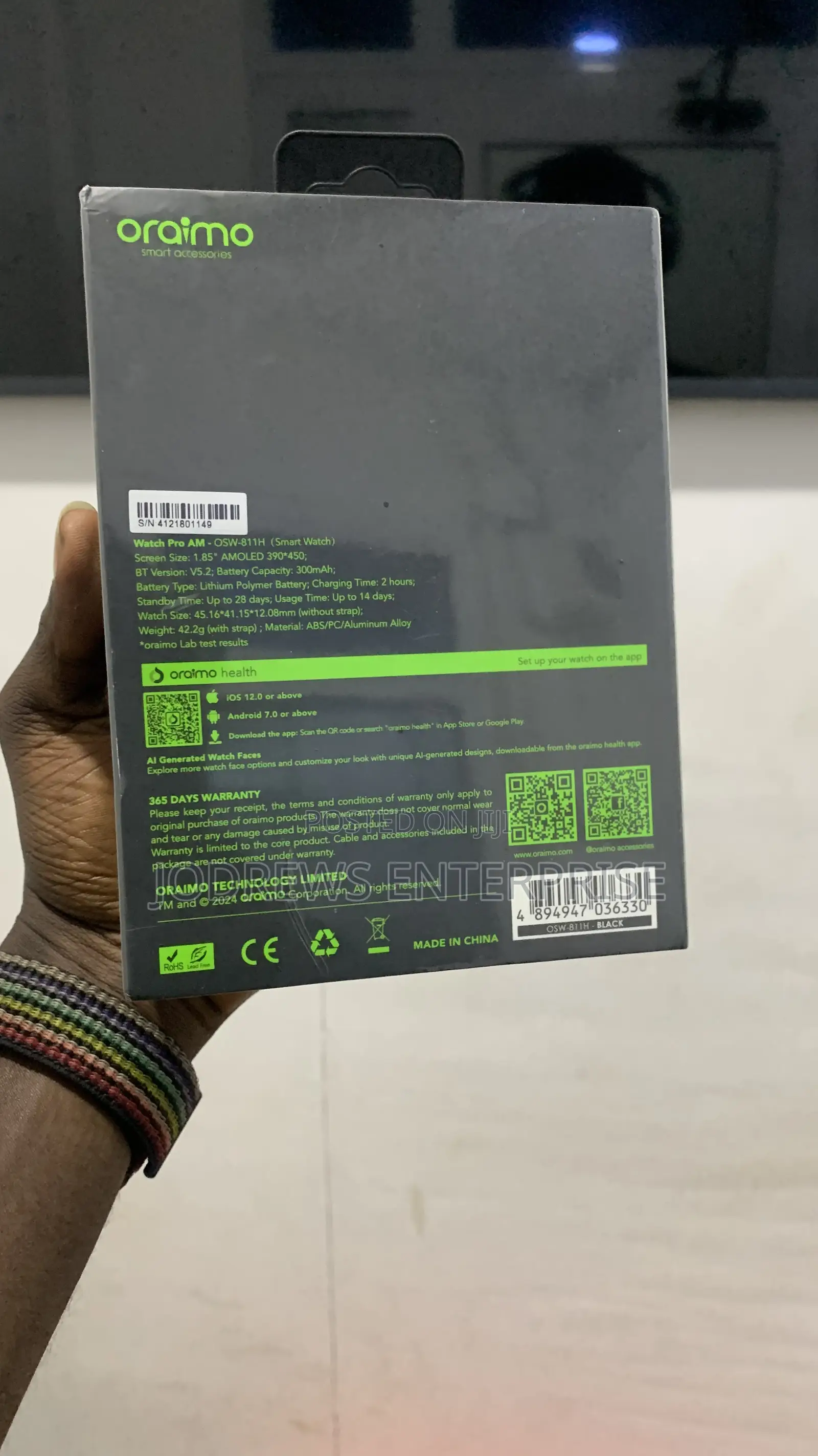Oraimo Watch Pro Am 1.85" Amoled Ip68 Smart Watch