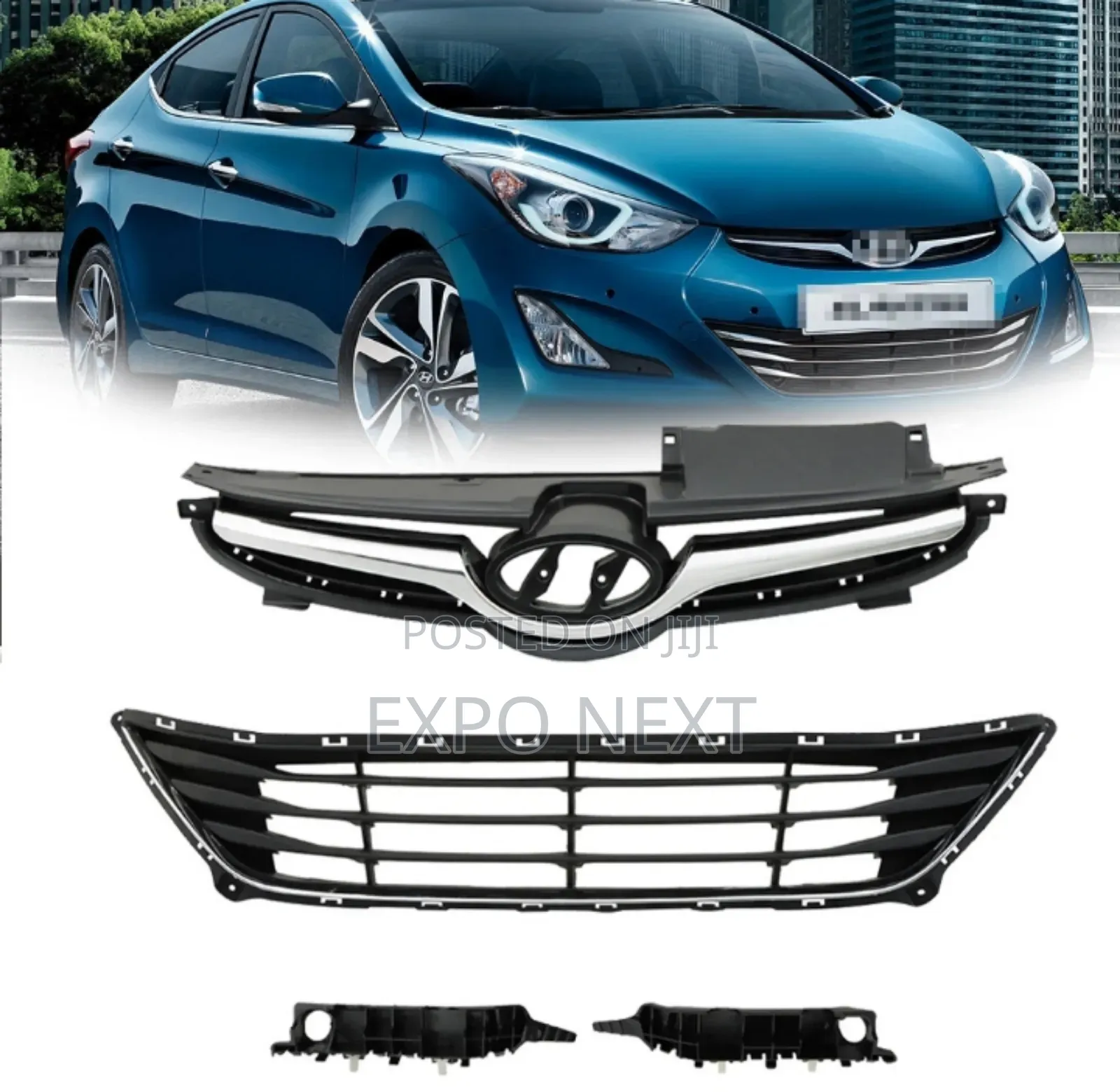 Front Grilles Bumper Brackets Set For Hyundai Elantra