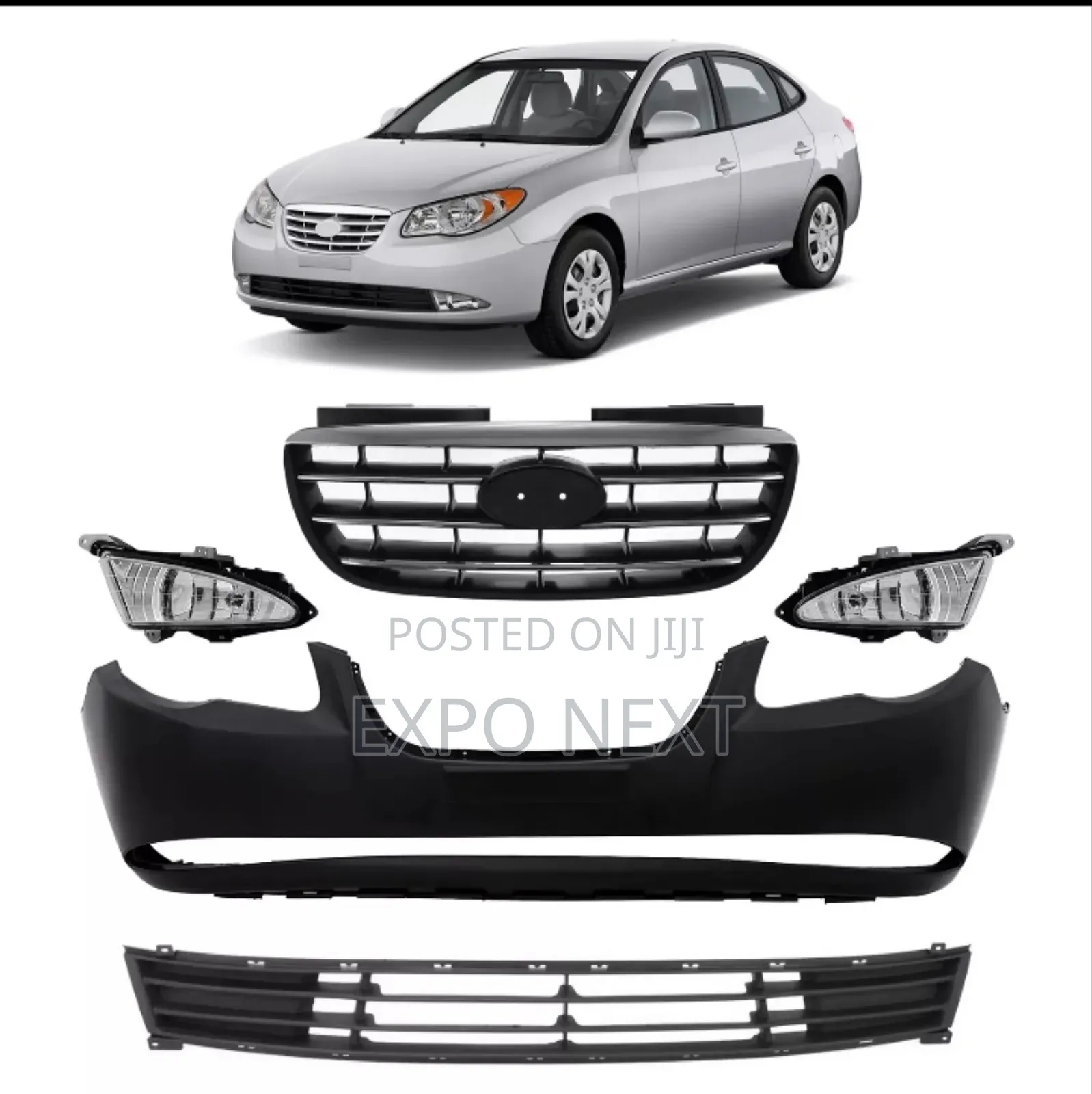 Front Bumper, Grille, Fog Light Covers For Hyundai Elantra 2007-2010