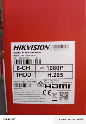 Hikvision DVR 8ch 2mp With Audio Ds7208hghi-M1