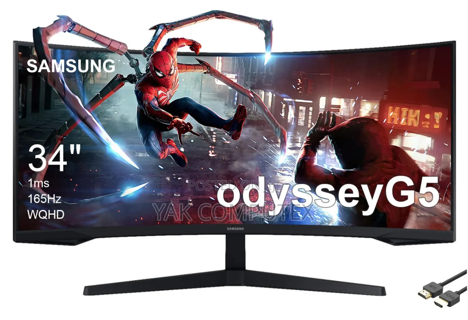 Samsung 34' Odyssey G5 Ultra-wide Gaming Monitor With 1000r