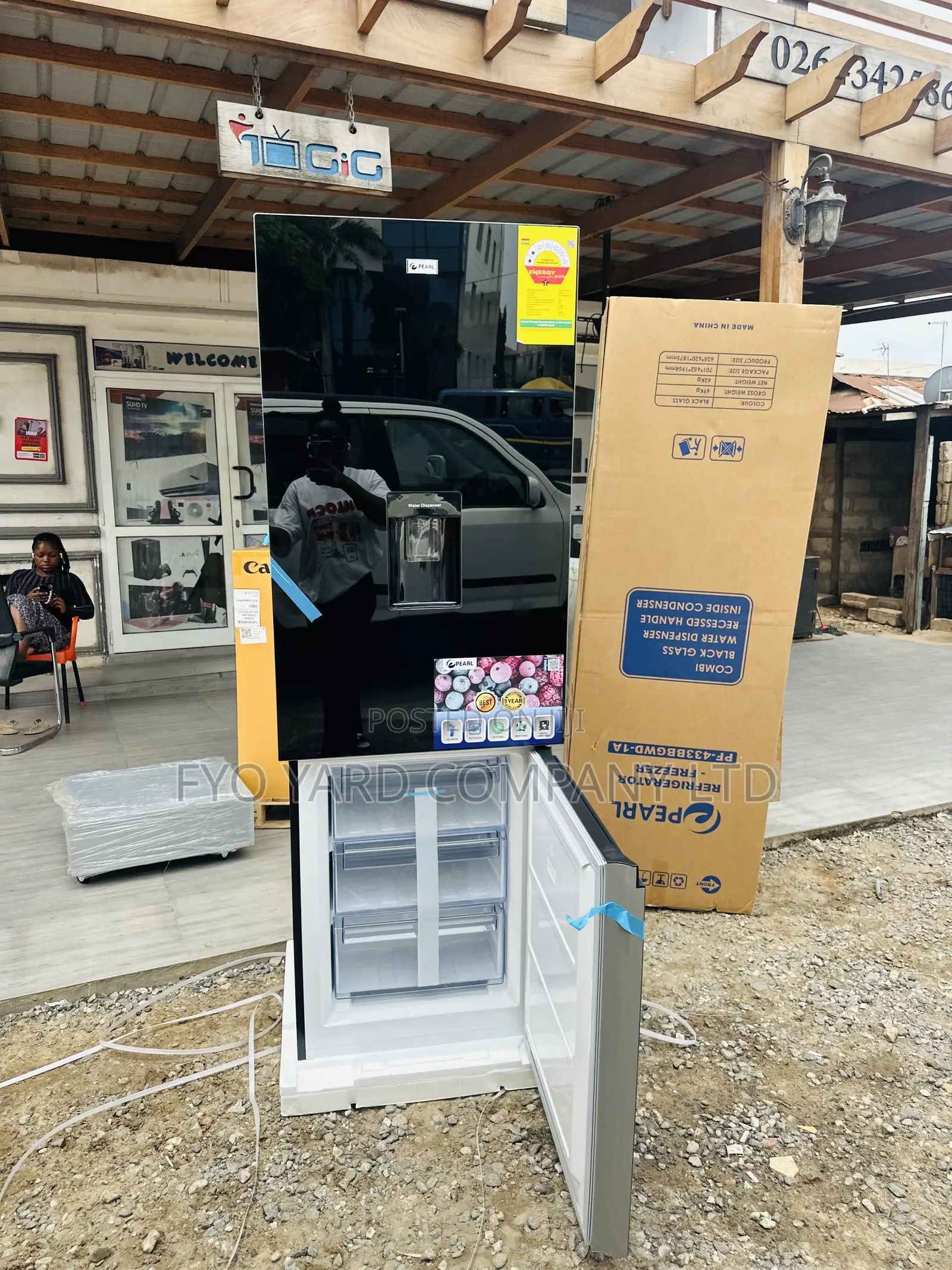 Get a New Double Door Fridge Pf-433 Black With Dispenser