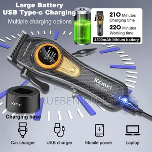 9000rpm Turbo Motor Kemei Barbering Machine Hair Clipper