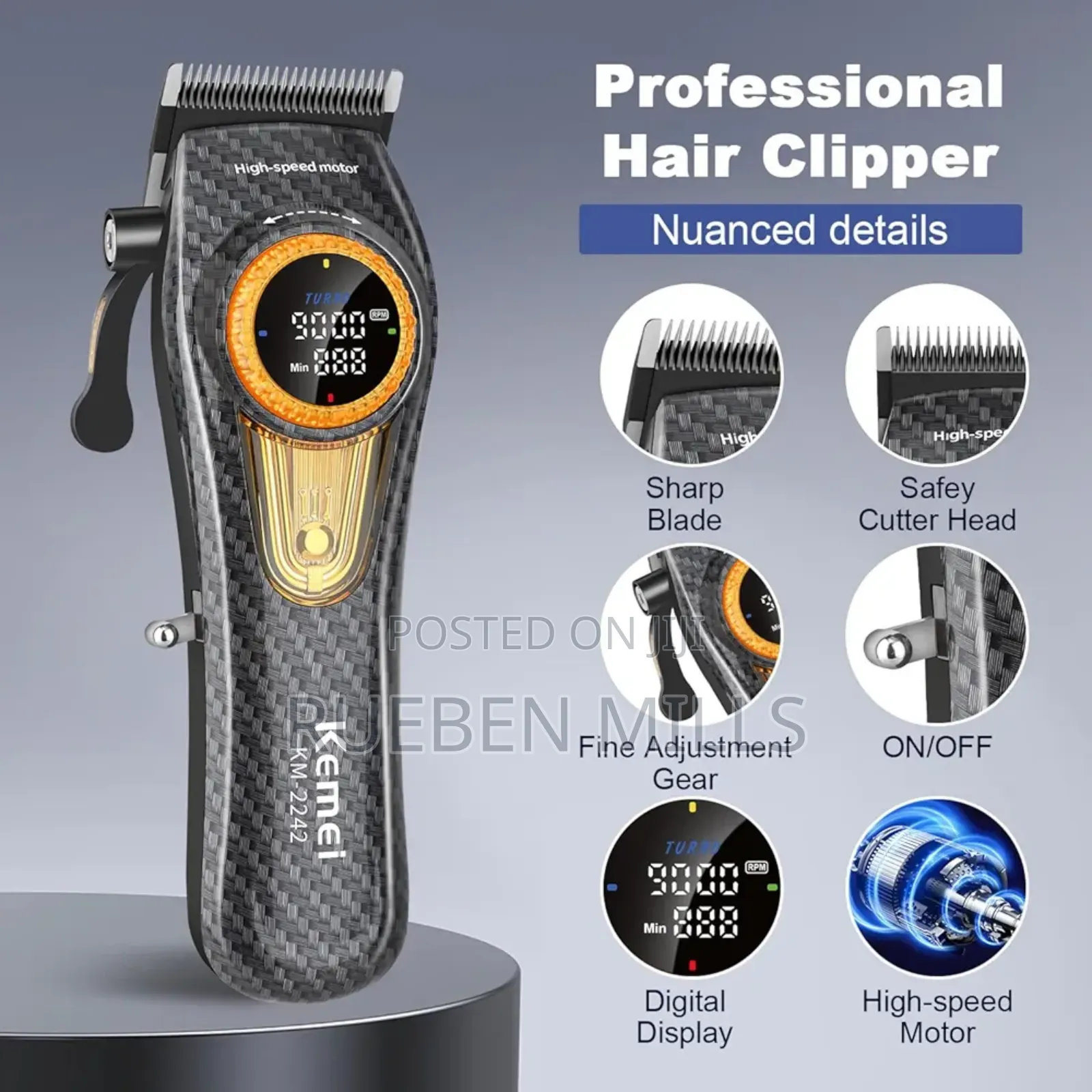 Jual Kemei Km 2242 Clipper 4500mah 9000rpm Barbering Machine
