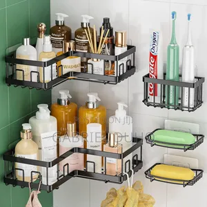 5 Sets Adhesive Metal Shower Caddy Set