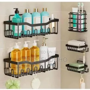 5 Sets Adhesive Metal Shower Caddy