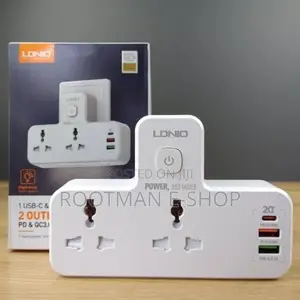 Ldnio Power Strip With 2 Sockets 2-Port Qc3.0 Usb Charger