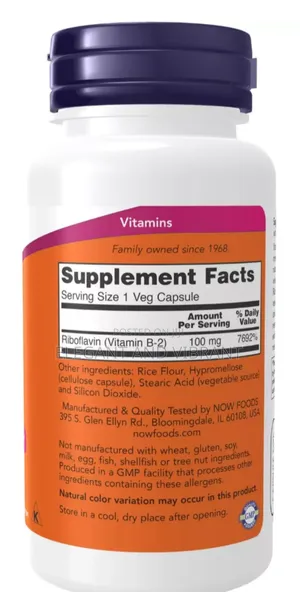 Vitamin B-2(Riboflavin)100mg ,Energy Metabolism Support
