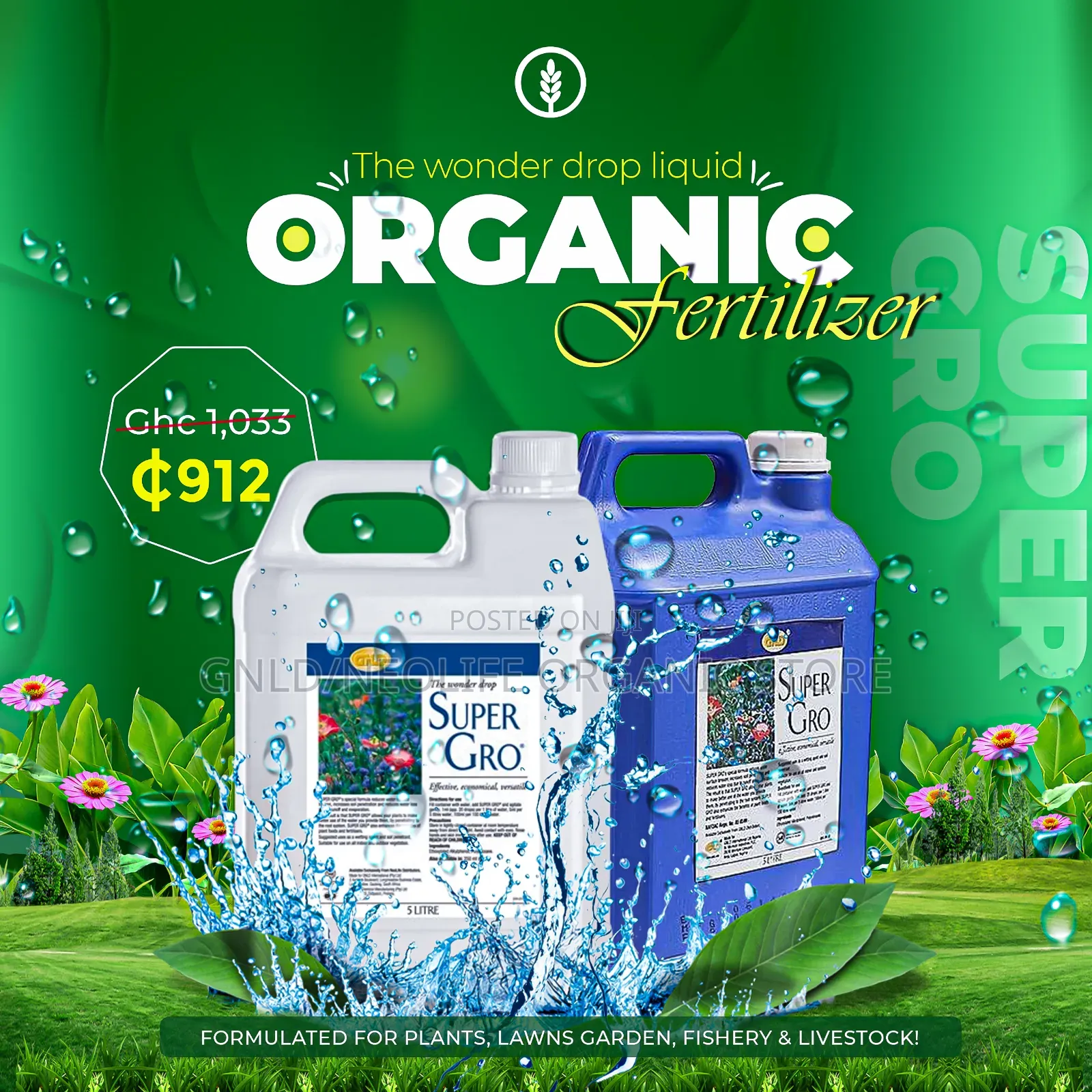 Super Gro Liquid Organic Fertilizer 5lt Gallon