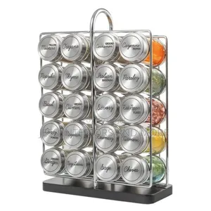Spice Rack Stainless Steel Filled With Spices-20 Jar