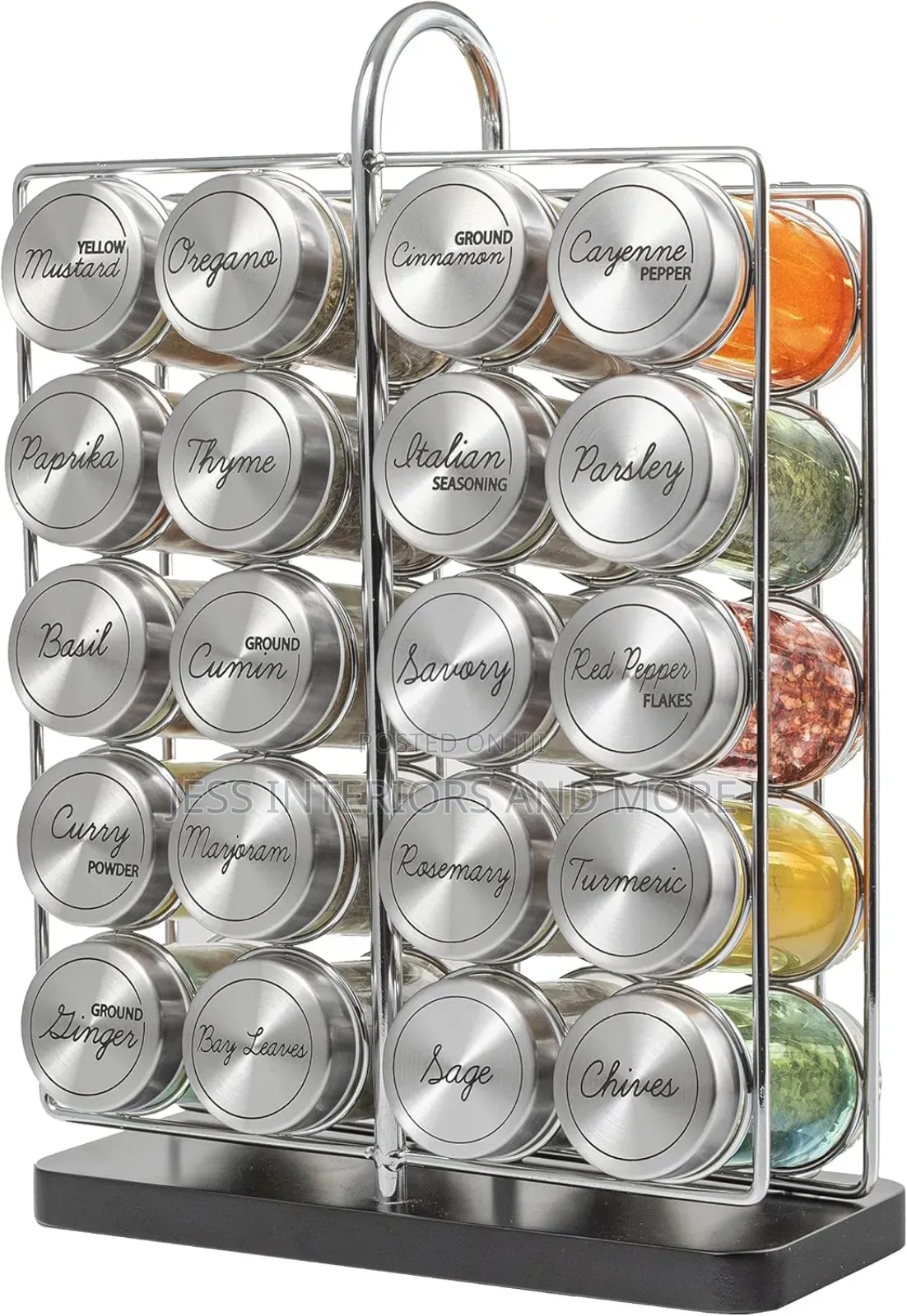 Spice Rack Stainless Steel Filled With Spices-20 Jar