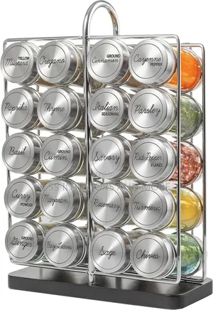 Spice Rack Stainless Steel Filled With Spices-20 Jar
