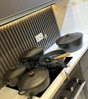 Nonstick Granite Cookware Set With Gold Knob