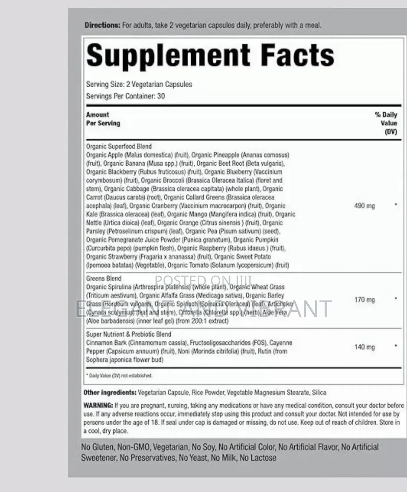Fruits Veggies Sup 60 Caps Superfood Fruit and Vegetables