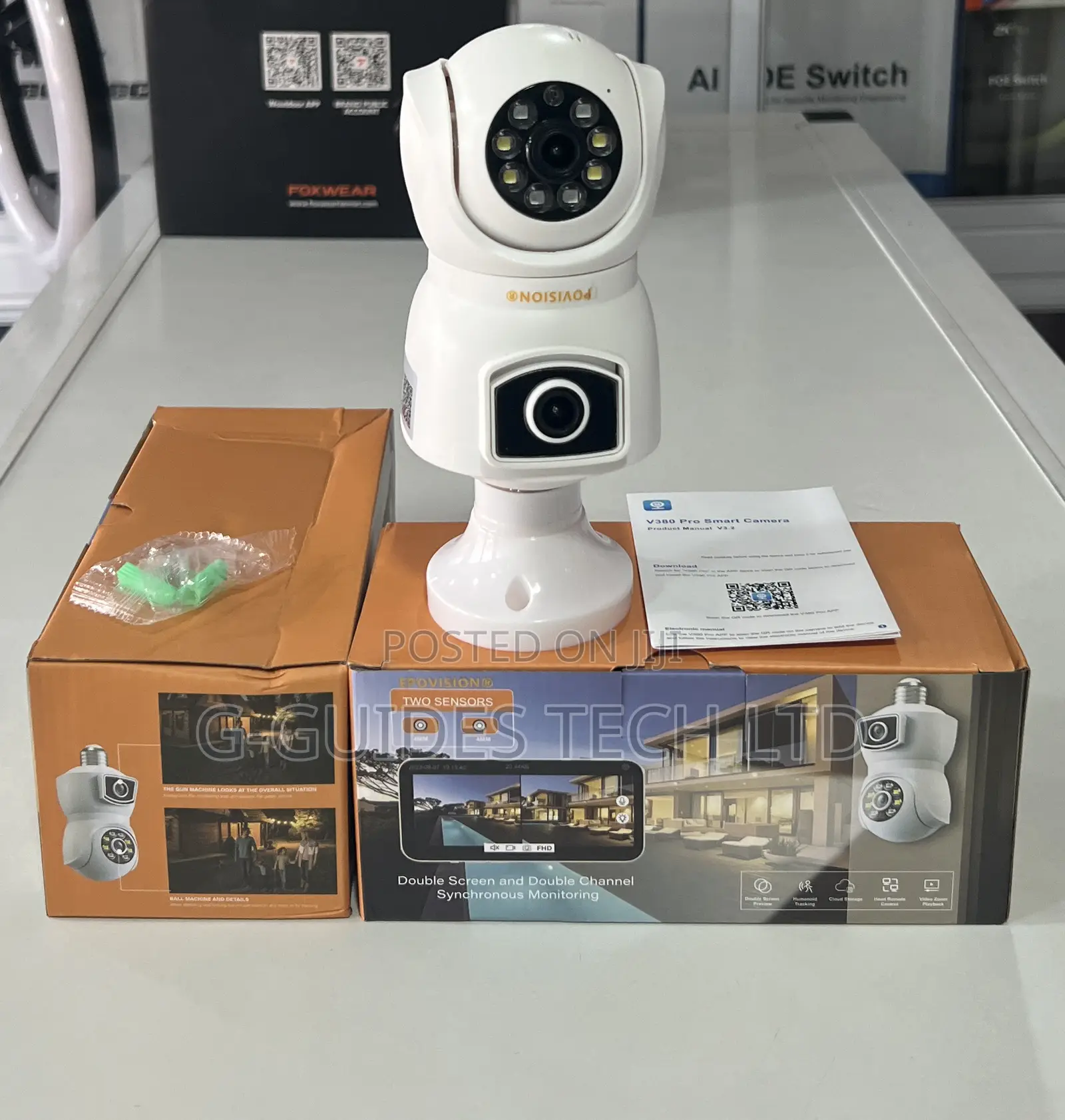 E9 Wifi Smart Bulb Camera Dual Lens V380 Pro