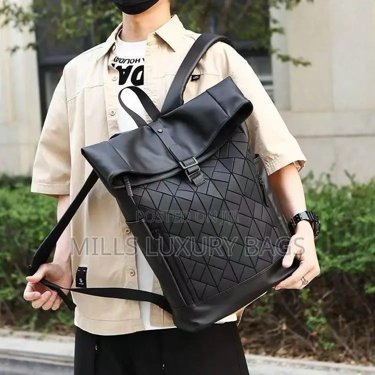 Luxury-Inspired Leather Backpack- Black