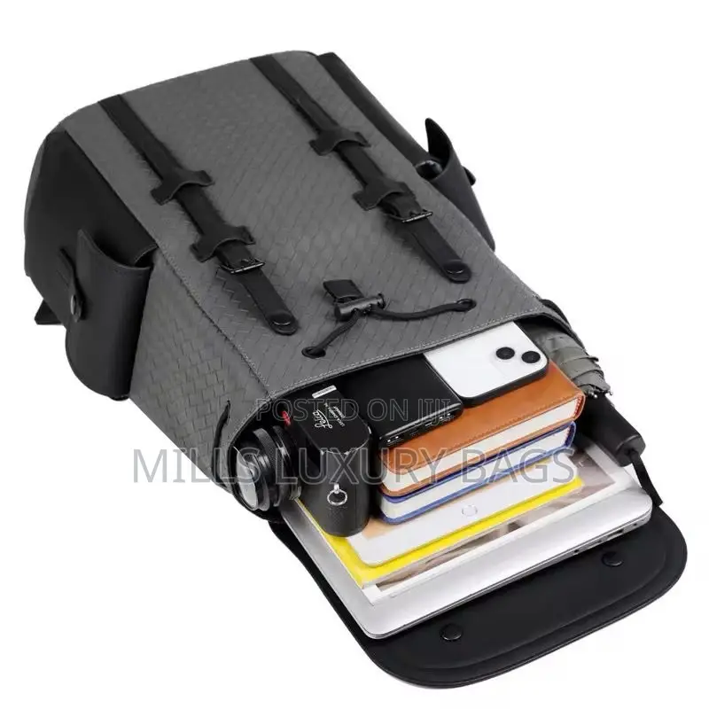 Luxury-Inspired Leather Backpack- Black