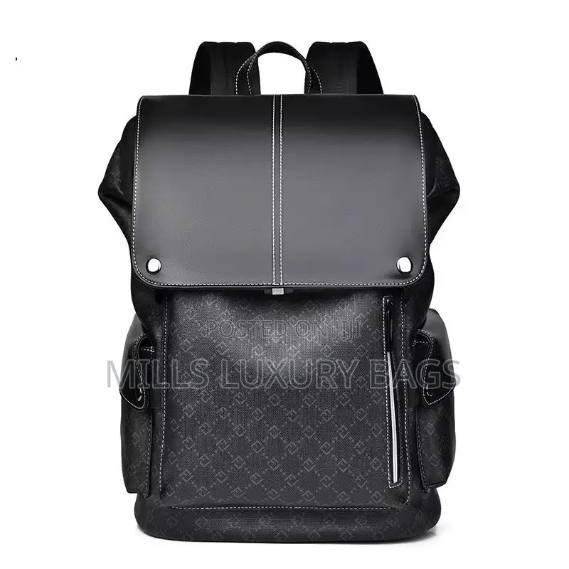 Luxury-Inspired Leather Backpack- Black