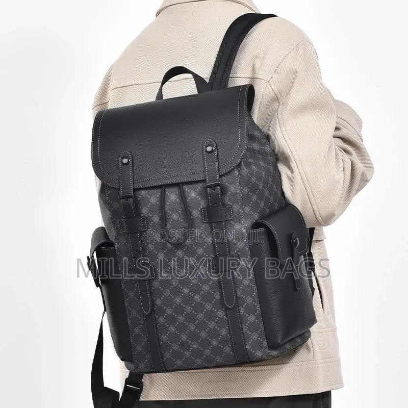 Luxury-Inspired Leather Backpack- Black