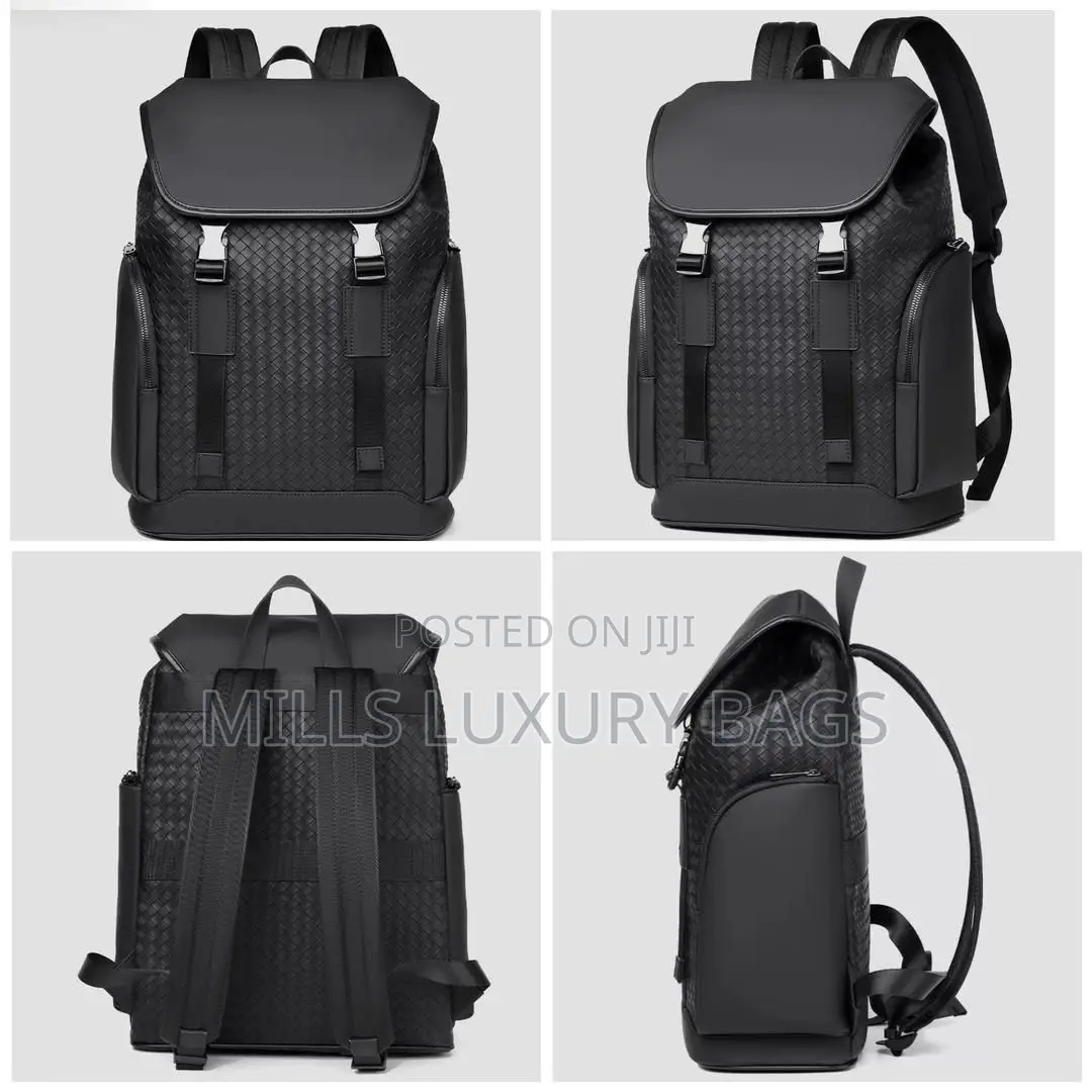 Luxury-Inspired Leather Backpack- Black