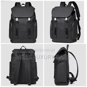 Luxury-Inspired Leather Backpack- Black