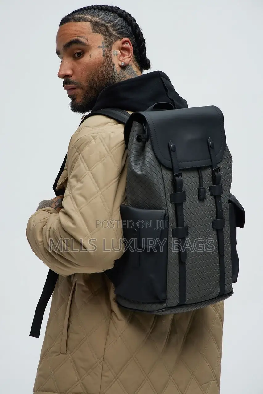 Luxury-Inspired Leather Backpack- Black