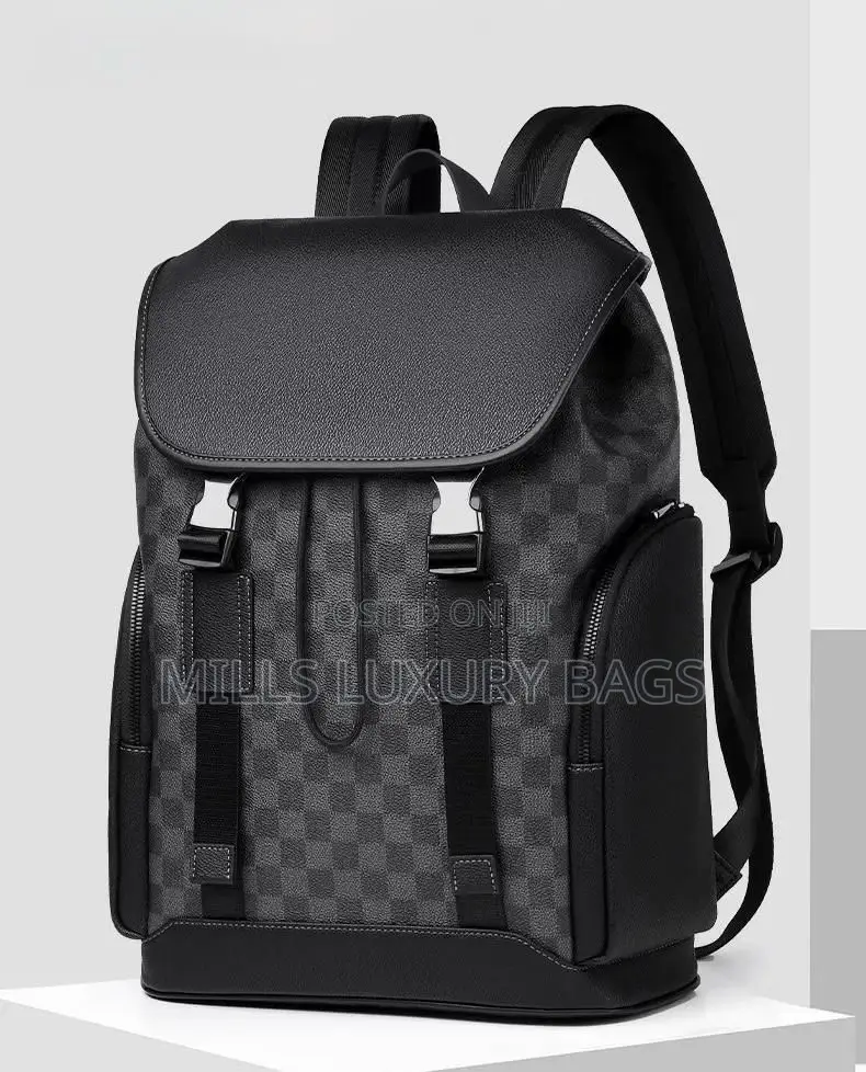 Luxury-Inspired Leather Backpack- Black