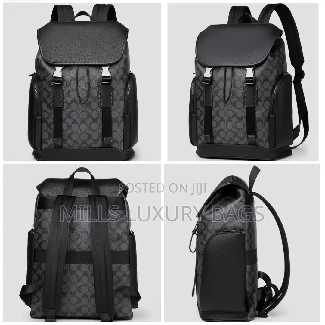 Luxury-Inspired Leather Backpack- Black