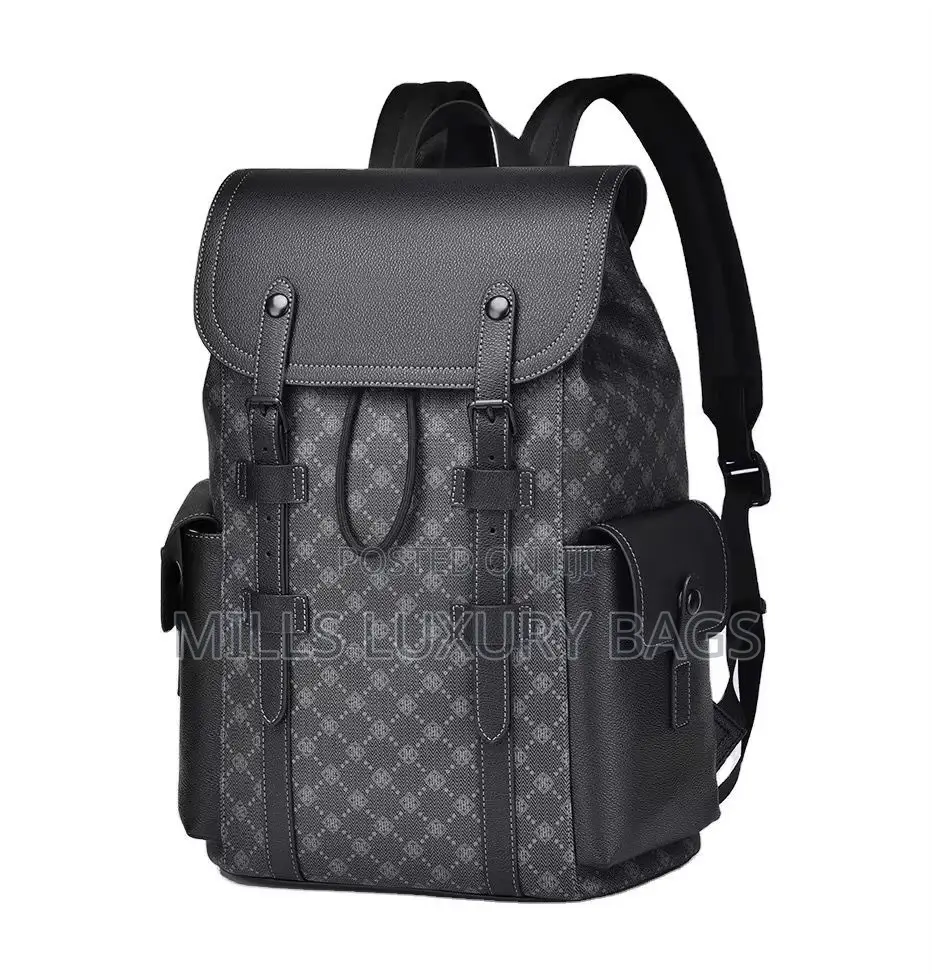 Luxury-Inspired Leather Backpack- Black
