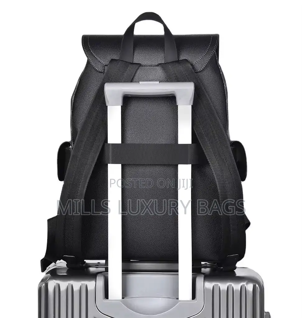 Luxury-Inspired Leather Backpack- Black