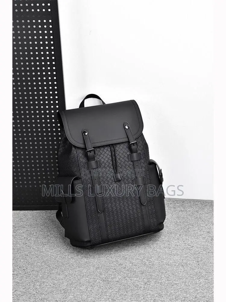 Luxury-Inspired Leather Backpack- Black