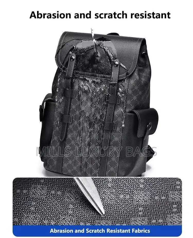 Luxury-Inspired Leather Backpack- Black