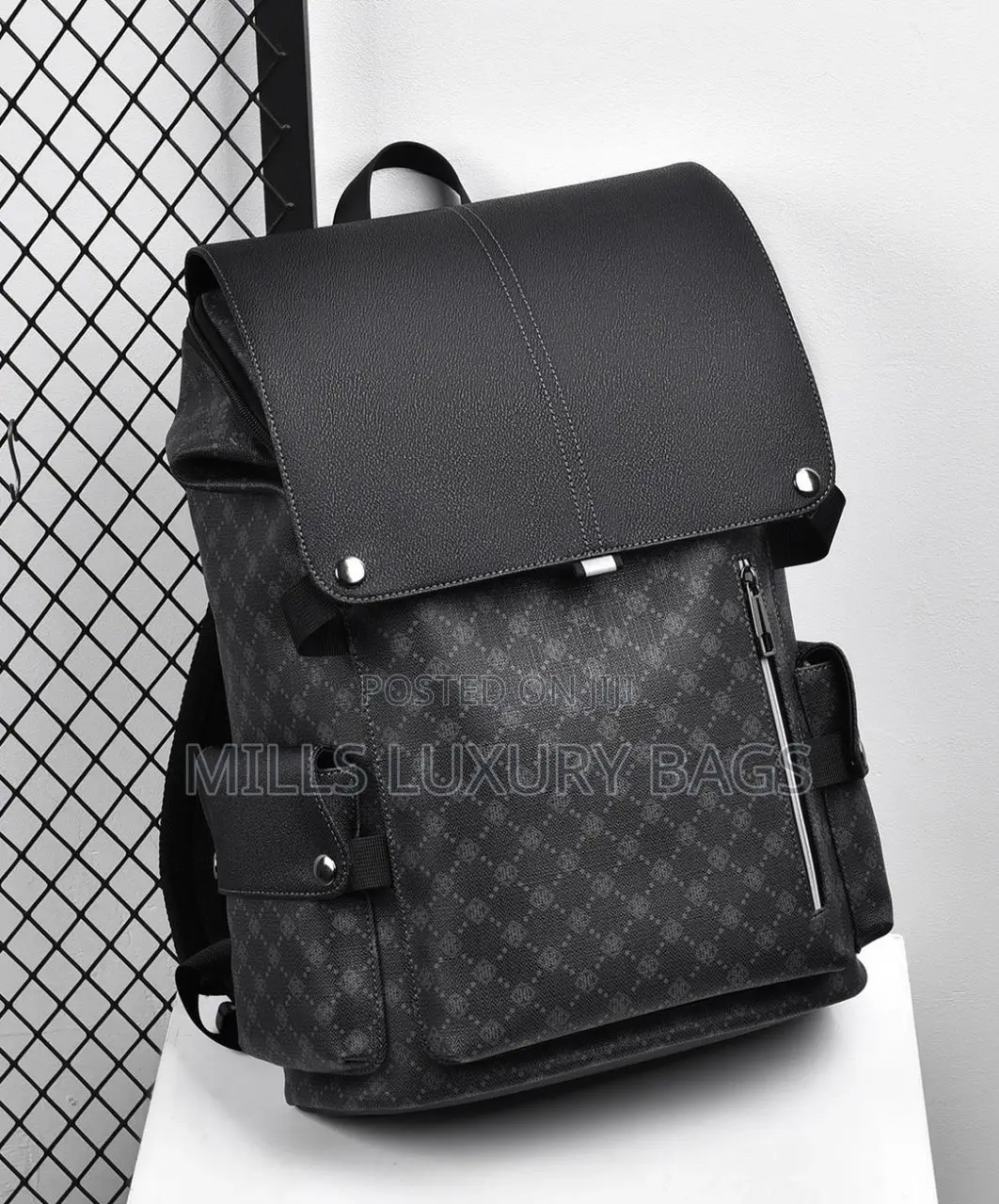 Luxury-Inspired Leather Backpack- Black
