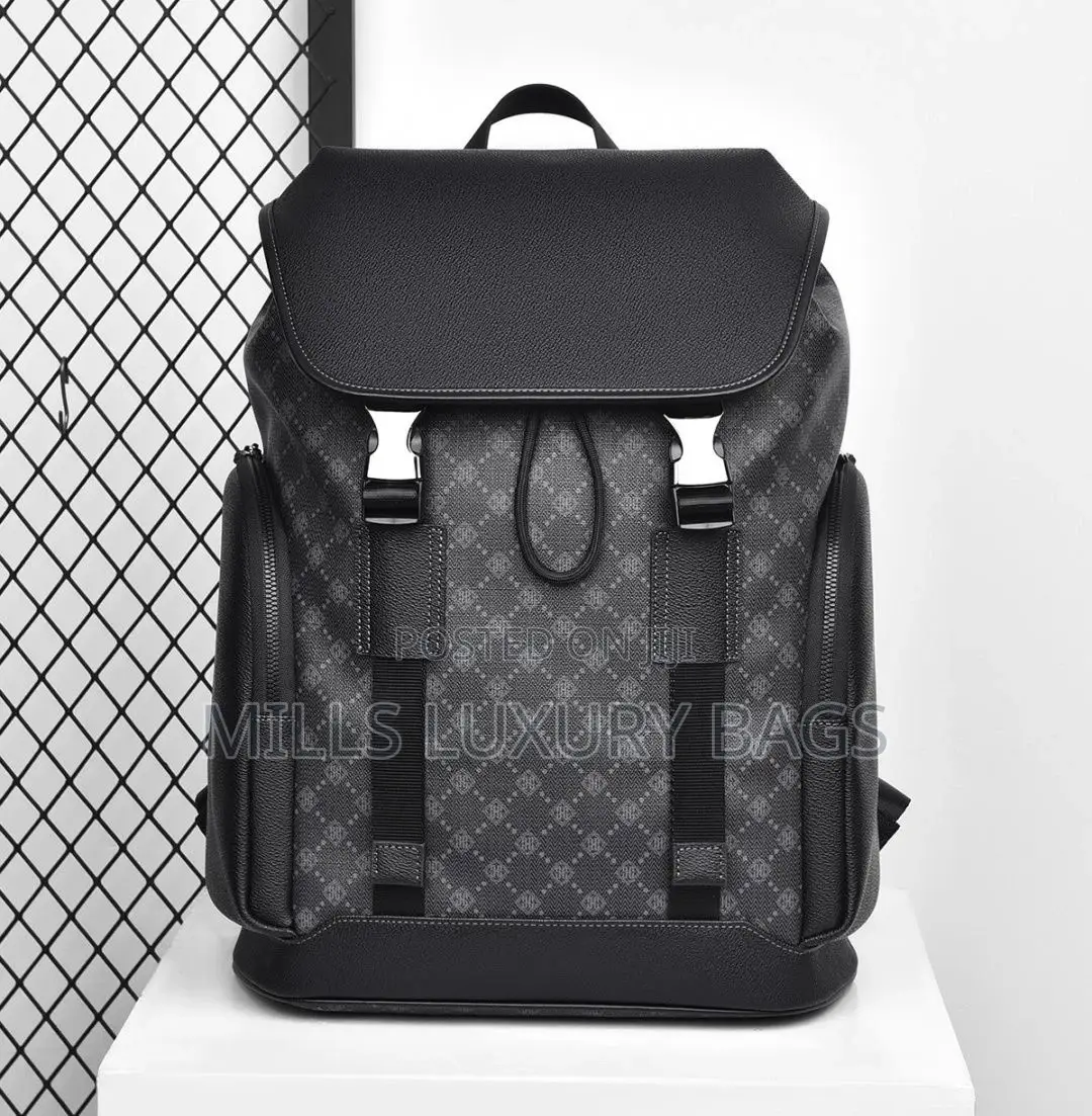 Luxury-Inspired Leather Backpack- Black