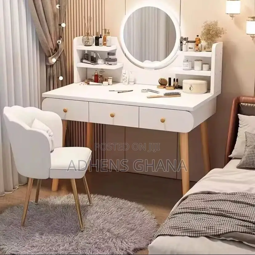 Modern Storage Dressing Table and Light Luxury Makeup Chair.