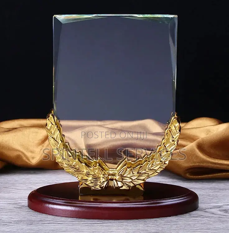 Executive Crystal Plaques Gold Glass