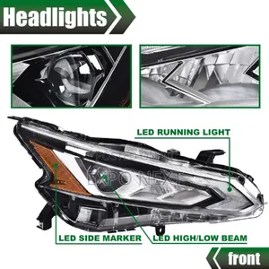 For Nissan Altima Black/Chrome Head Light
