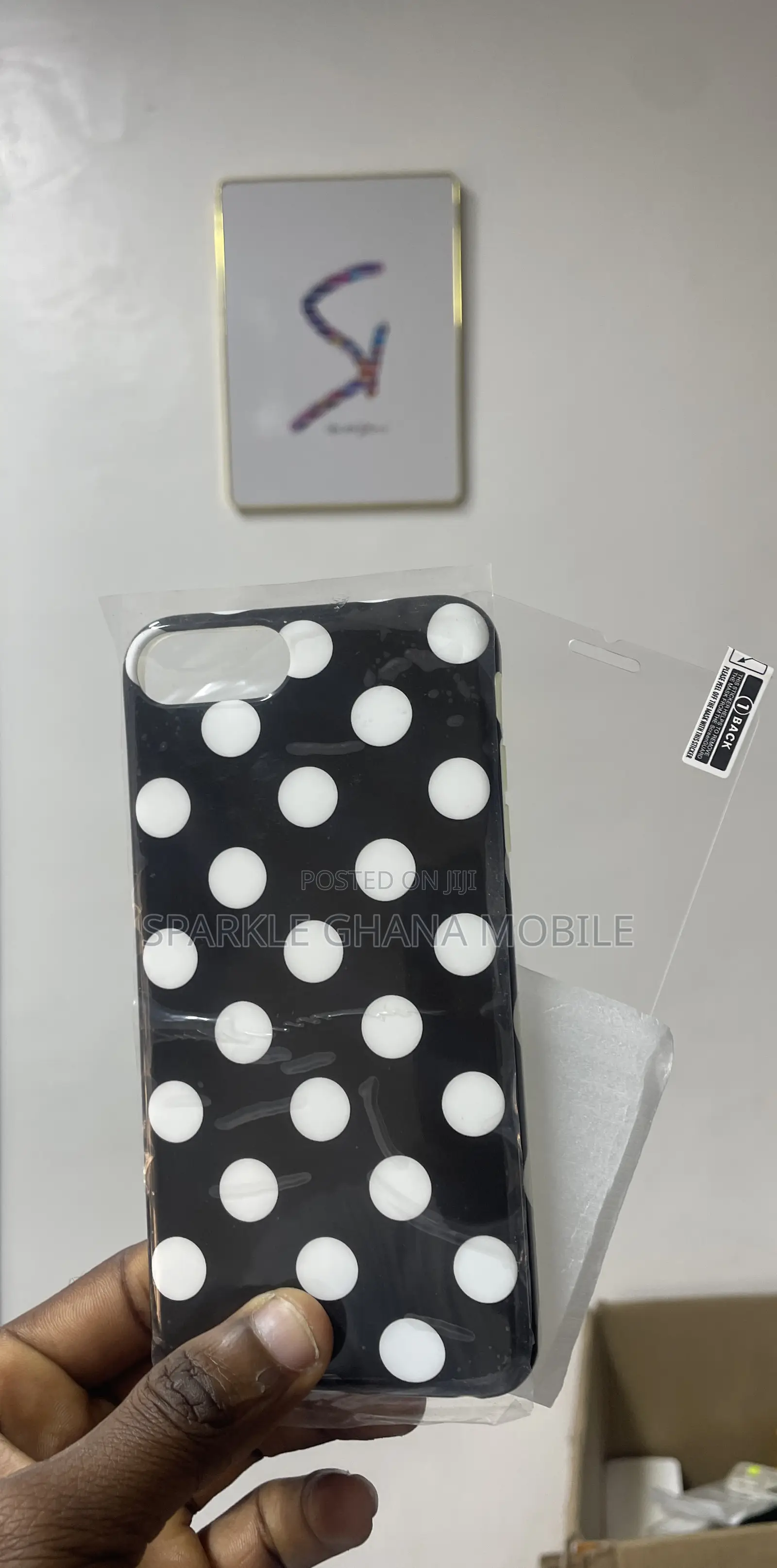 iPhone 7 Plus Black White Polka Dot Case