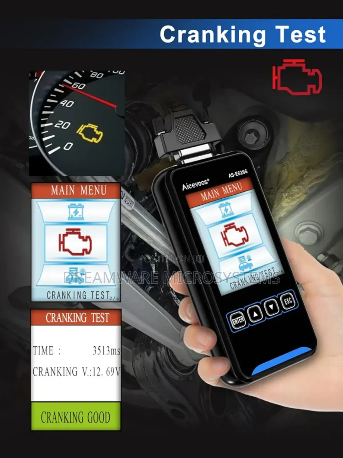 Aicevoos Car Battery Tester 12v/24v, Crank Test