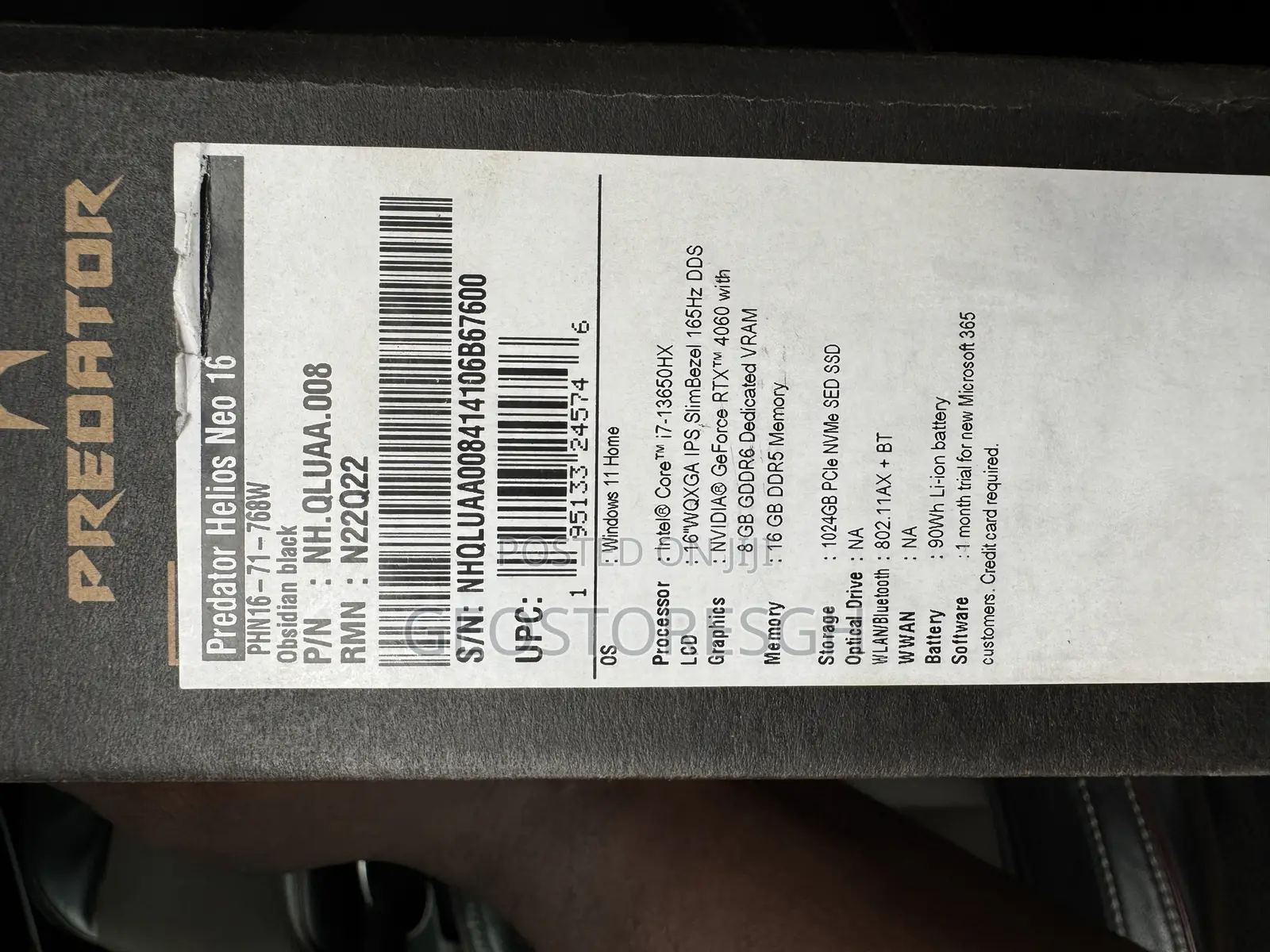 New Laptop Acer Predator Helios Neo 16 16GB Intel Core I7 SSD 1T