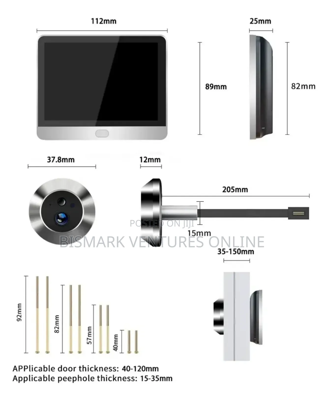 Smart Tuya 3mp Peephole Door Camera Digital Door Viewer