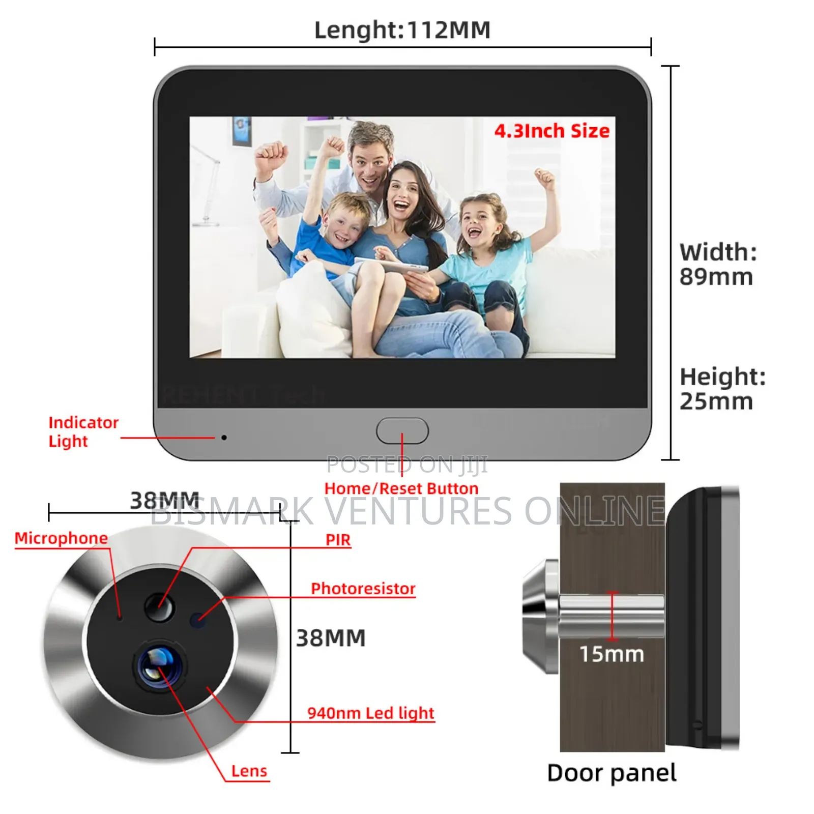 Smart Tuya 3mp Peephole Door Camera Digital Door Viewer