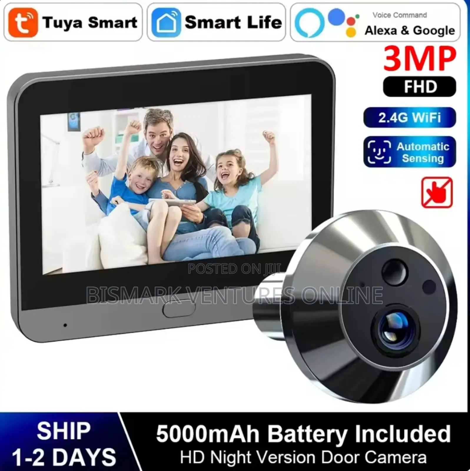 Smart Tuya 3mp Peephole Door Camera Digital Door Viewer